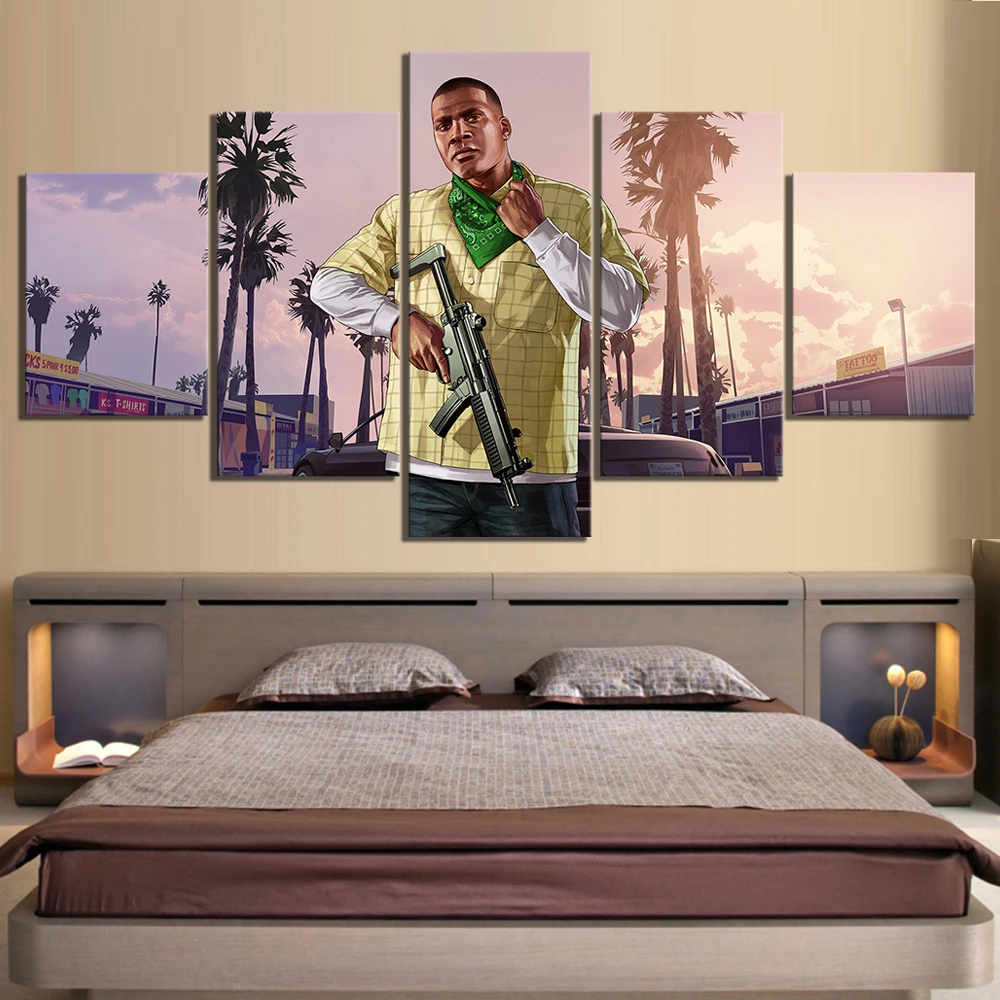 5 шт. Grand Theft Auto V мультфильм картинки игры Искусство Печать холст картины