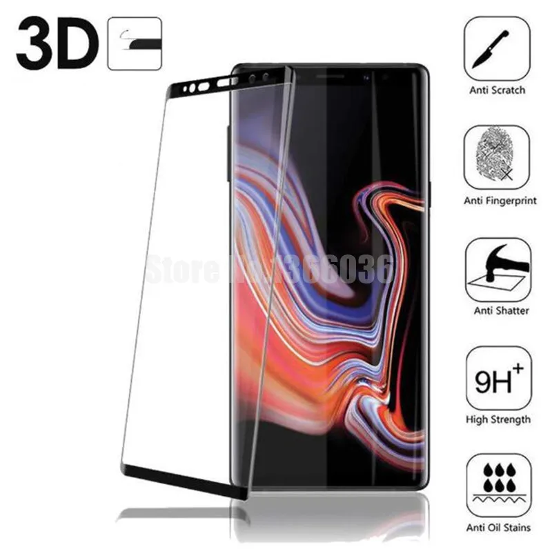 

1000 шт. 3D изогнутое закаленное стекло для Samsung Galaxy S9 Note 9 8 S8 Plus полное покрытие Защита экрана для s9 без упаковки