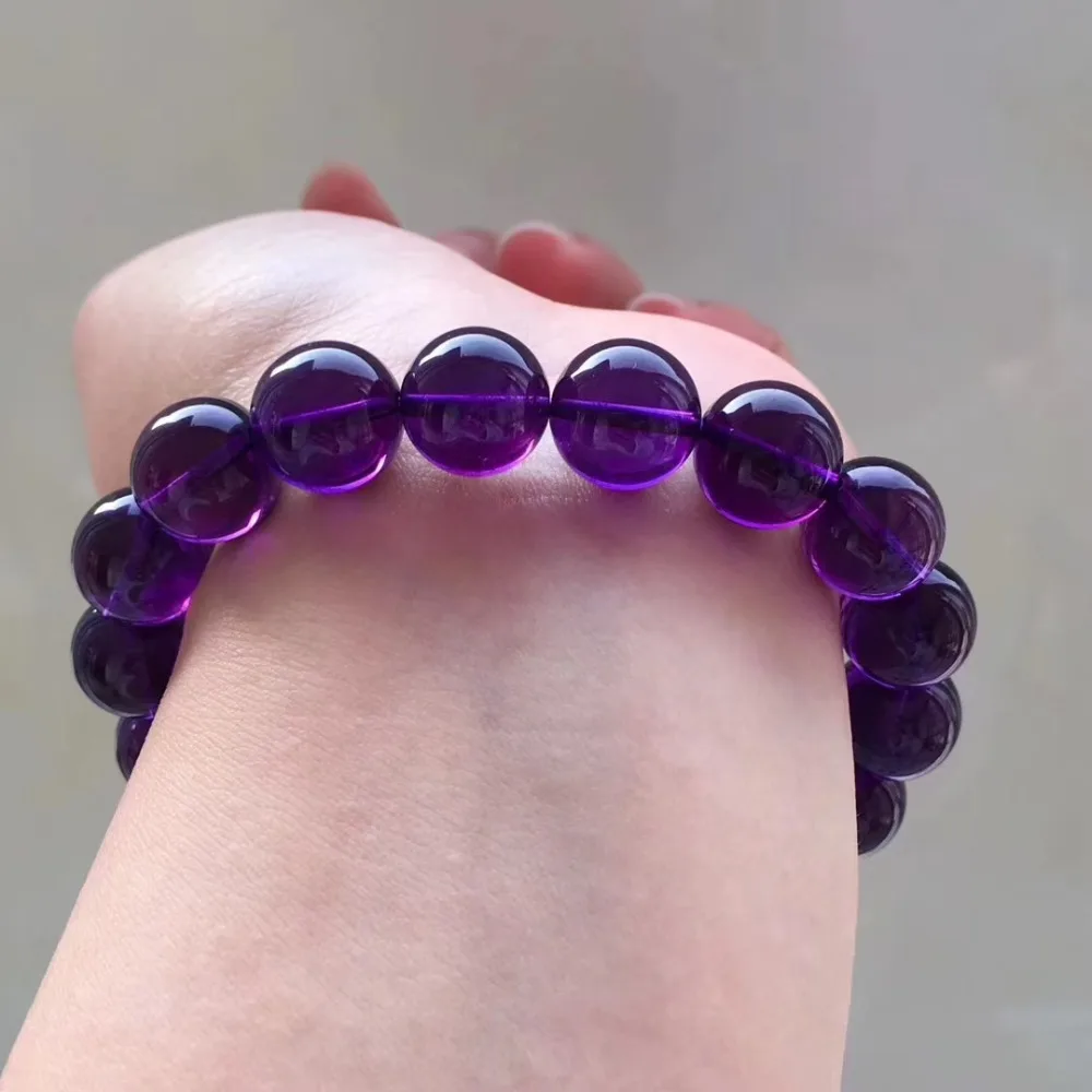 

Genuine Natural Purple Amethyst Chatoyant Man Women Power 10-14mm Amethyst Uruguay Round Beads Bracelets AAAAA Drop Shipping