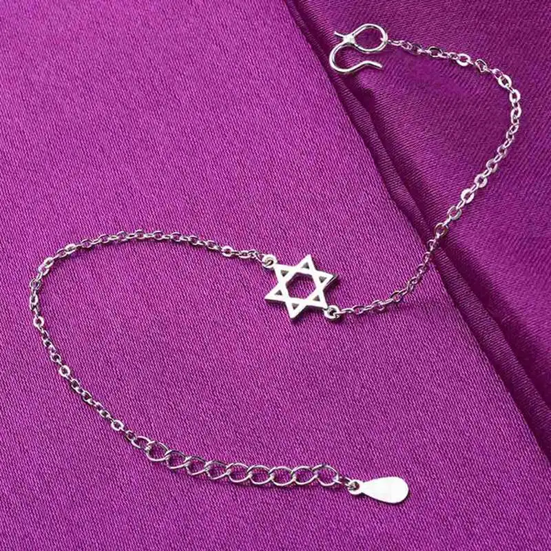Simple Silver Gold Six-Pointed Star Bracelet For Women Fashion Hollow Geometric Metal Hexagonal Pendant | Украшения и аксессуары