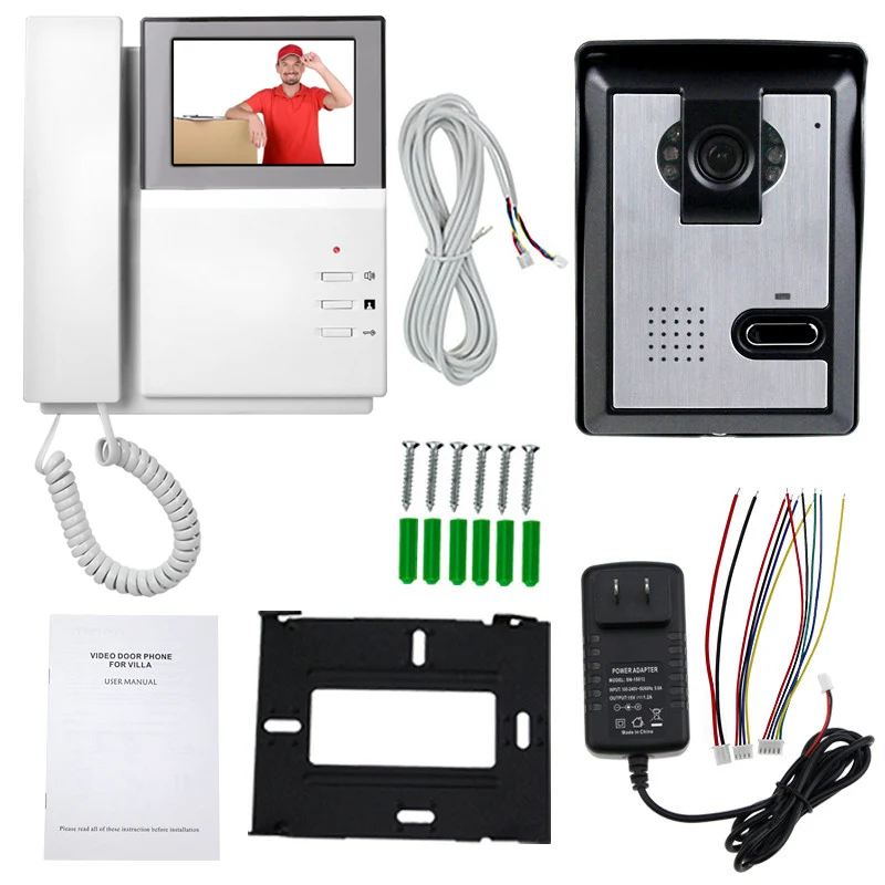 

4.3'' Color Video Intercom Door Bell Camera With IR COMS Night Vision Wired Video Telephone Monitor For Entry System Hot Sale