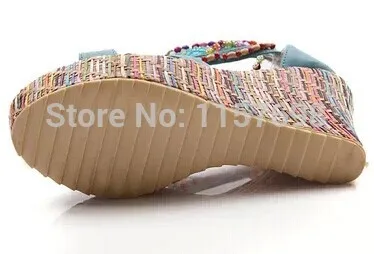 Женские босоножки на танкетке туфли очень высокой платформе в национальном