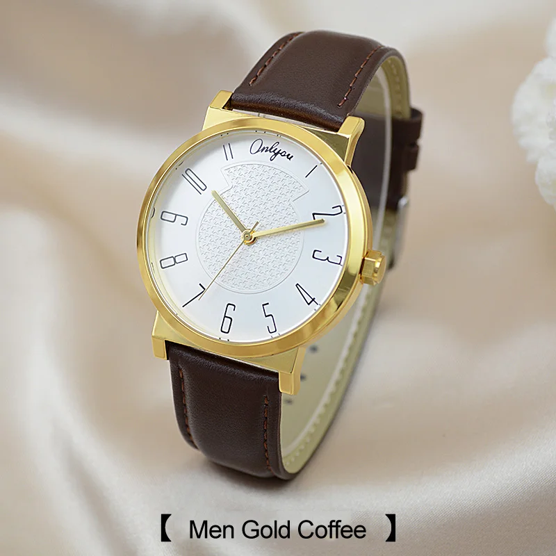 Onlyou Марка Женщины Мужчины Часы Кварцевые Кожаный Ремешок Мода Повседневная