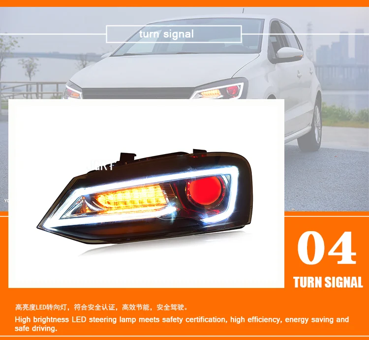 Автомобильный стиль светодиодный фары для VW Polo 2011- для VW Polo фара Объектив двойной луч H7 Ксеноновые Биксеноновые линзы