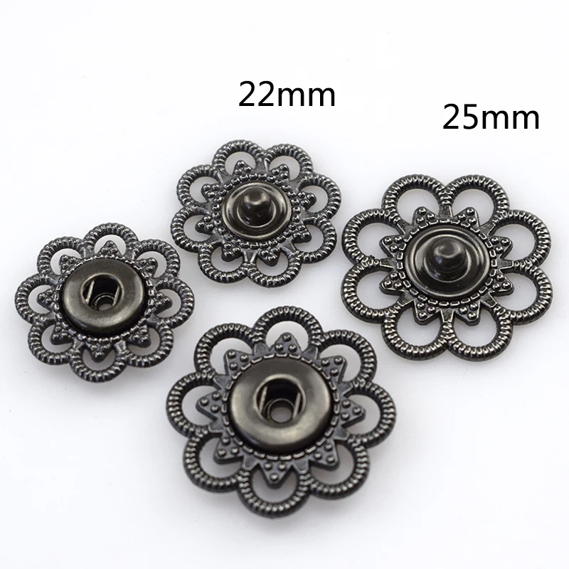 Meetee 10pcs 22/25mm Metal Snap Buttons Gun black Stud for Women Coat Decorative Clothes Craft Sewing Accessories D3-2 | Дом и сад