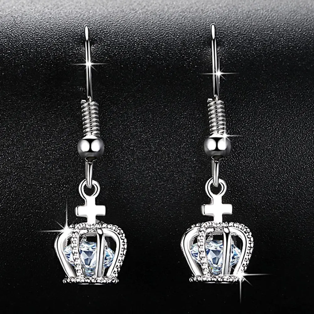 Женские серьги-подвески в форме короны с фианитом | Украшения и аксессуары