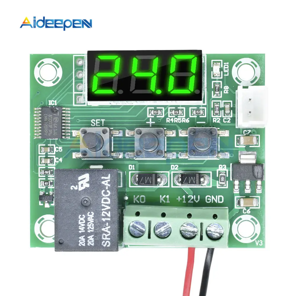 W1209 AC 110 V-220 V Цифровой термостат контроль температуры переключатель контроллер термометра тепло холодный синий/красный/белый/зеленый дисплей