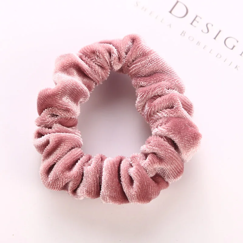 10pcs Pink 10 шт./лот, модные женские однотонные мягкие эластичные резинки для волос из кораллового флиса, ободки с конским хвостом, бархатные резинки для волос, аксессуары для волос - Цвет: 10pcs Pink