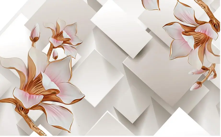 3d обои для комнаты рельеф Магнолия коробка Современная гостиная росписи |