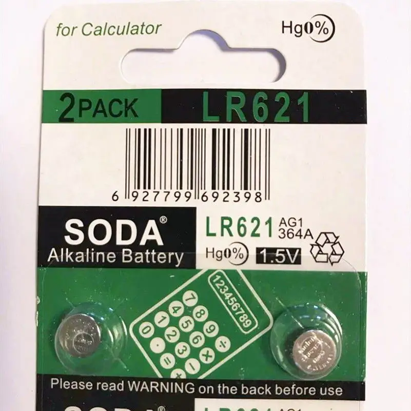50 шт./лот = 5 карт AG1 LR621W 364A SR621SW 1 V батарея для часов щелочные кнопки батареи монет