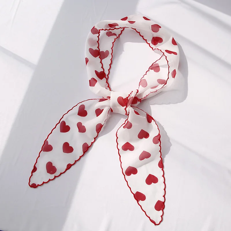 Шарф для женщин Yishine Длинный женский шарф из шифона с узорами сердечек, леопардовых пятен и точек, лентами для волос и украшениями для сумок на голову леди.