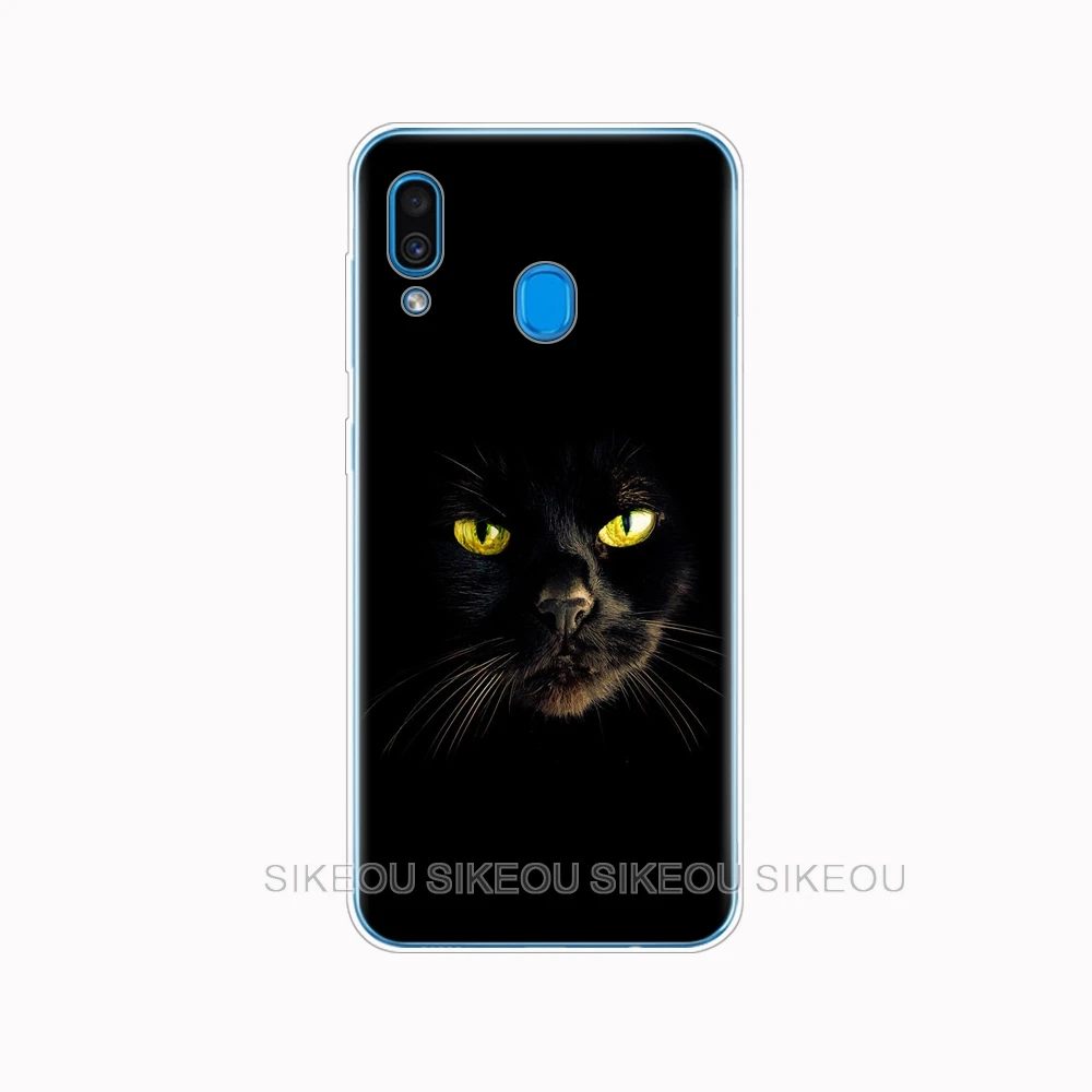 Чехол для Samsung A50 чехол Galaxy A60 A10 A30 A40 A70 A 50 2019 A9 A7 2018 черный с кошачьим