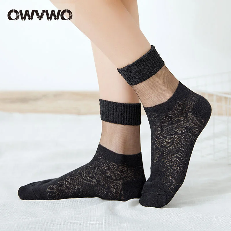 OWVWO 2018 новые стильные женские летние кружевные цветочные носки