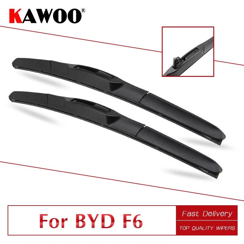 

KAWOO For BYD F6,26" 18",2007 2008 2009 2010 2011 2012 Auto Car Windscreen Wiper Blades Soft Natural Rubber Fit U Hook Type Arms
