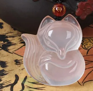 Натуральный красивый розовый кварц кристалл резьба кулон лиса | Дом и сад