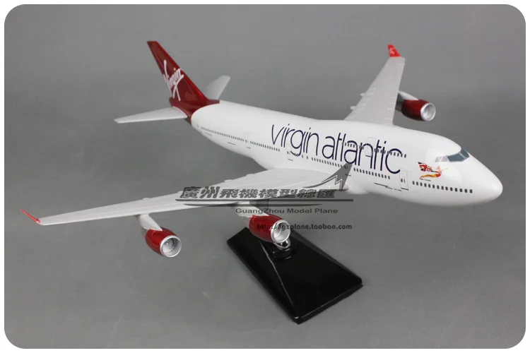 47 см Virgin Atlantic модель самолета Боинг 747 смолы Англия холодного отжима литья под
