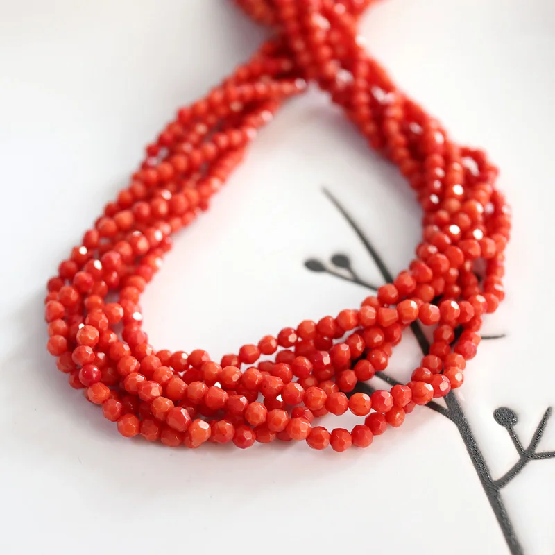 Оптовая продажа натуральные окрашенные граненые бусины кораллового красного