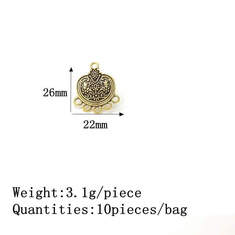 Новинка 10 шт./упак. Ретро покрытие Золотое сердце пористый сплав цинка серьги