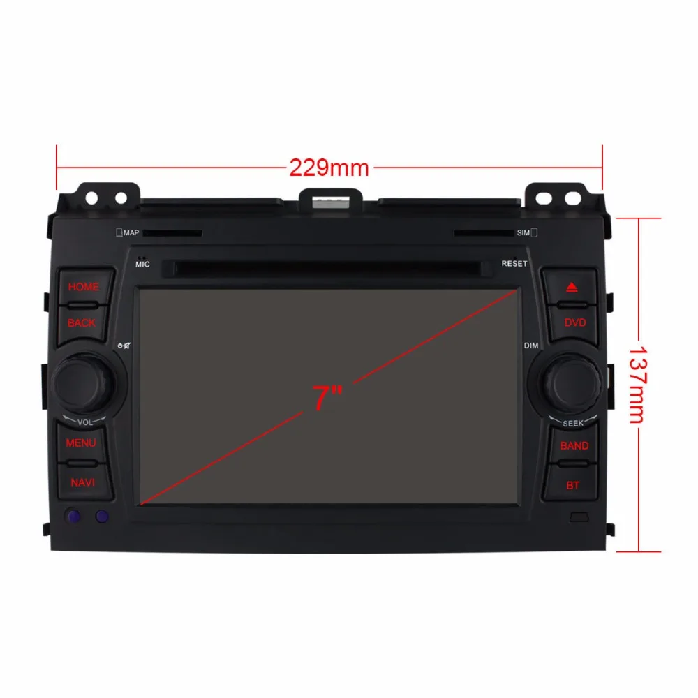 HD 1024X600 2 Гб ОЗУ Восьмиядерный автомобильный dvd плеер Android 6 0 для Toyota Land Cruiser Prado 120 2002