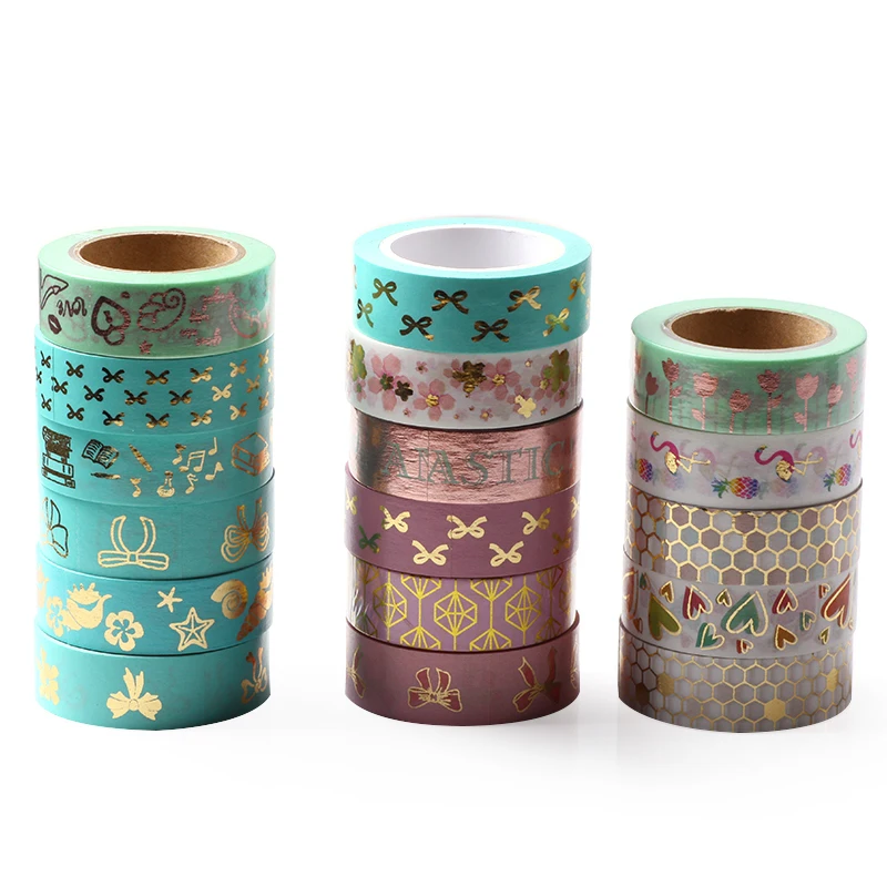 

1pc Pink Green Foiled 15mm*10m Paper Washi Foil Tape Bow Tie, Honeycomb Scrapbooking Tools Xmas Photo Album Diy Decorative Tapes