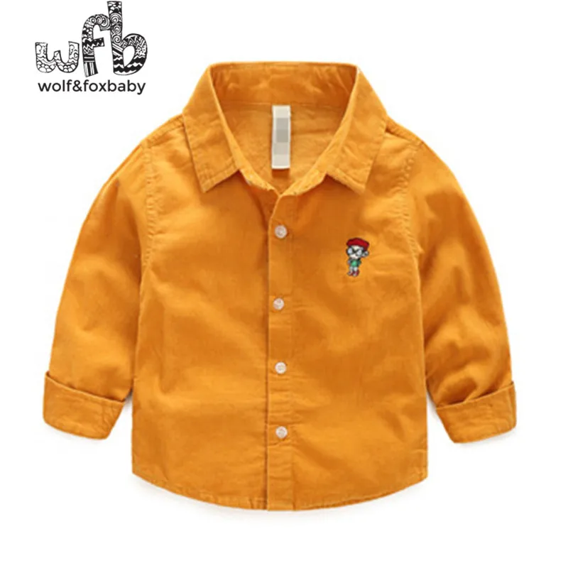 Рубашки для детей от 2 до 8 лет розница Однотонные детские с отложным воротником