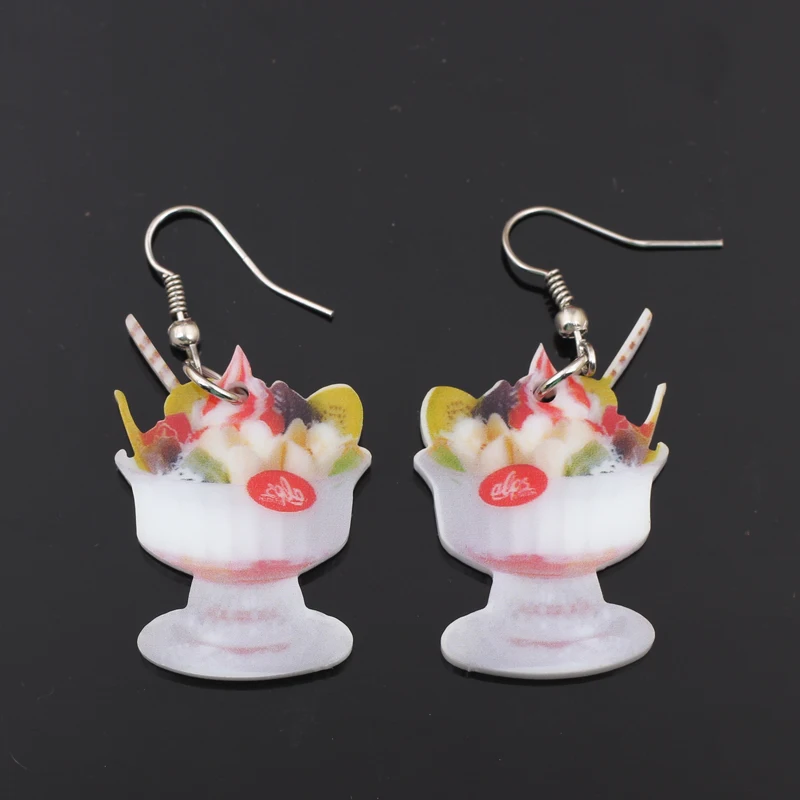 1 пара акриловые разноцветные украшения в виде мороженого фруктов|food earrings|earring