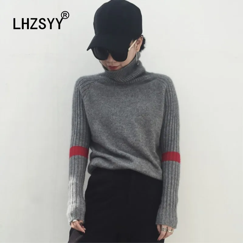 LHZSYY, Осень-зима, новинка, Модный Цветной кашемировый свитер, женский, водолазка, свободный, теплый, высокого класса, свитера, пуловер, толстый