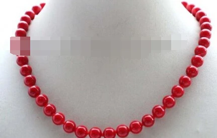 Ожерелье huij 004906 из натурального круглого красного коралла диаметром 18 дюймов со