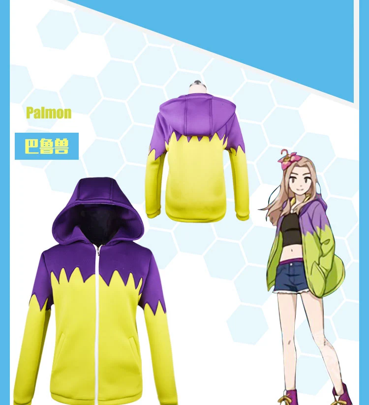 Аниме! Digimon monster Gabumon Agumon Piyomon Pikachu Palmon Gomamon Tailmon; милое пальто с героями мультфильмов; карнавальный костюм;