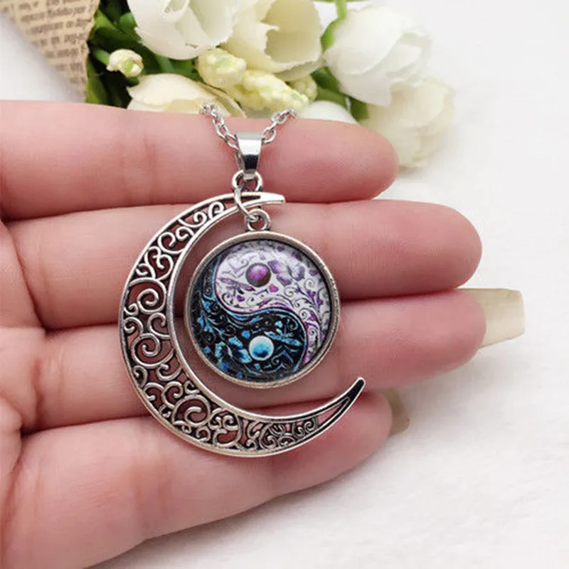 Подвеска в форме полумесяца и бабочки от Ying Yang серебряное ожерелье|Цепочки| |