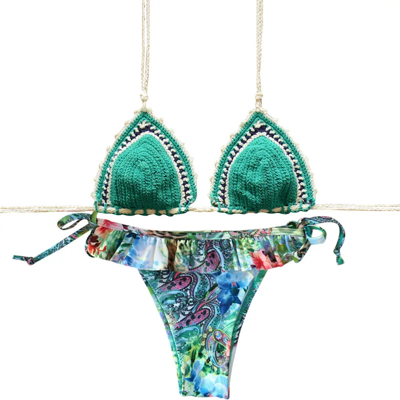 2019 микро Холтер крючком стринги бикини набор женщин кисточкой купальник