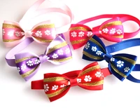 60pcs pet dog bowties footprints pattern ribbon dog bow tes polyester neckties cute dog holiday products