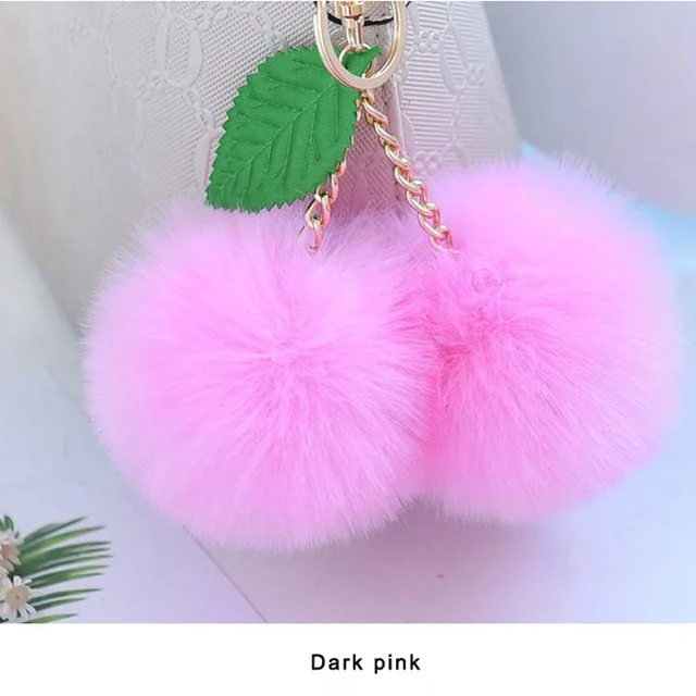 Корейский меховый брелок-помпон кролик мех мяч брелок для ключей porte clef pompom de fourrure сумка с помпонами Подвески вишня автомобильный брелок - Цвет: 10
