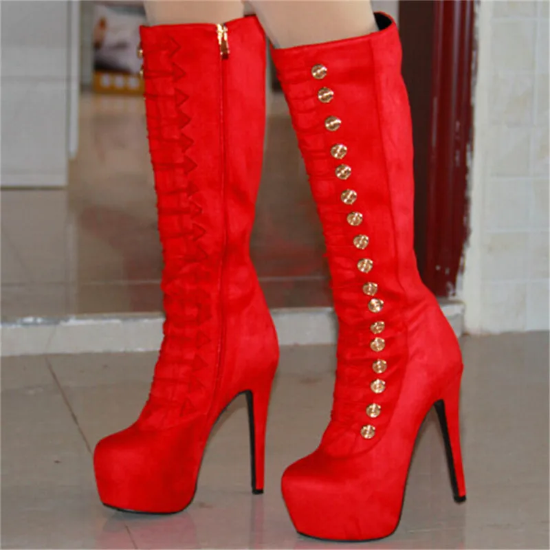 Женские сапоги на платформе с круглым носком тонком каблуке размеры 4 10 5|shoes