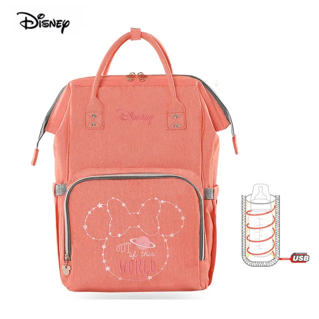Disney Mommy сумка usb-обогреватель Оксфорд коляска сумка Многофункциональный рюкзак для матерей водонепроницаемый Мать пеленки мешок ребенка Микки Минни - Цвет: Star Minnie