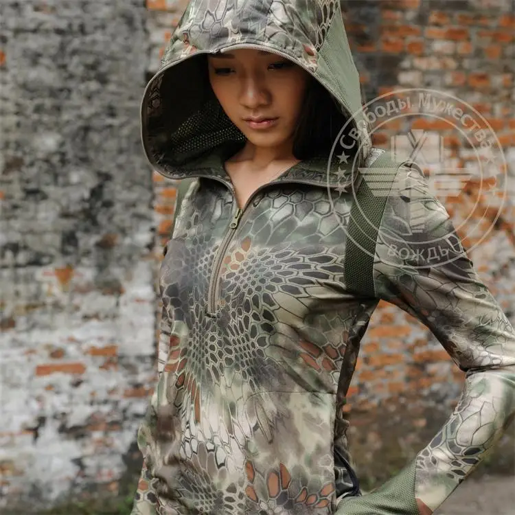 

Камуфляжная Женская толстовка Kryptek, быстросохнущая Толстовка для охоты, тактическая Толстовка для девушек