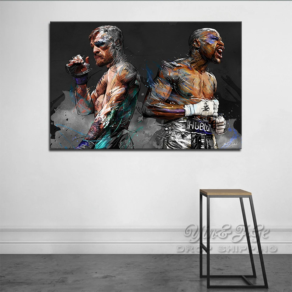 Современные куадросы Декор стены Искусство Холст Картина 1 шт. Mayweather vs Conor McGregor
