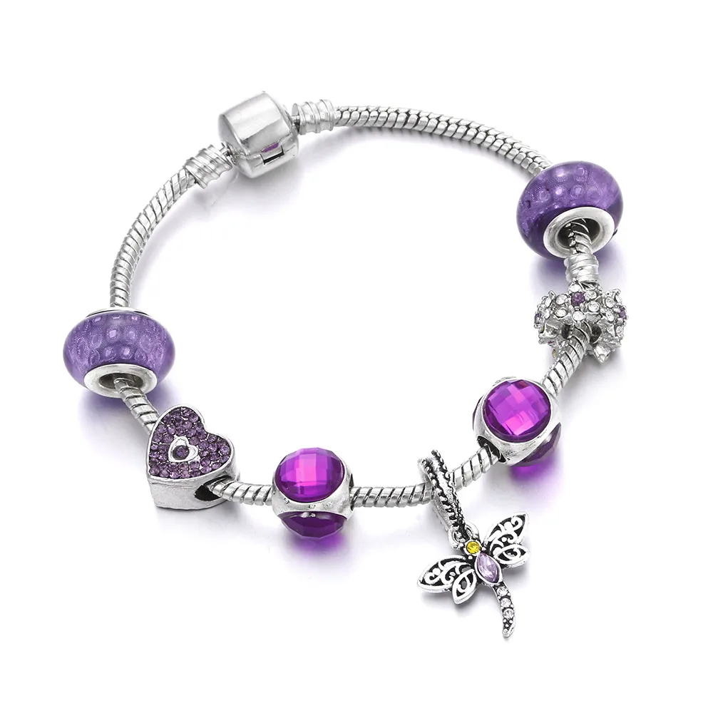 08 Queen Jewelry Femme DIY бусины браслеты и браслеты браслет с подвесками Серебряный кулон браслеты для женщин Подарки для свадьбы Винтаж - Окраска металла: 08