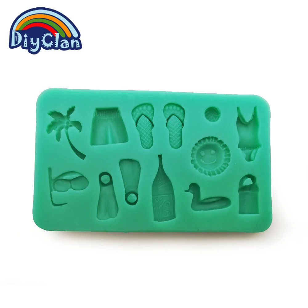 New Beach sandals sunglasses silicone fondant mold cake decorating tools sugar craft tool chocolate mould kitchen F0168ST35 | Дом и сад