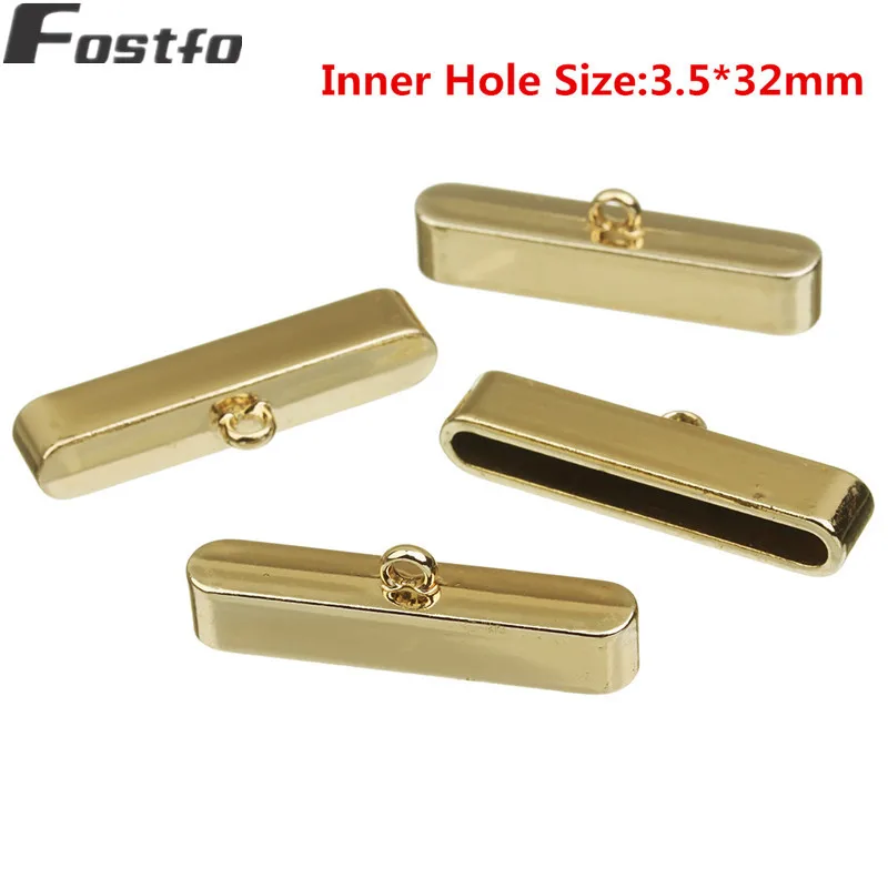 3.5mm32mm gold Fostfo 10 шт./лот наконечники для браслетов Обжимные бусины Застежка из металлического сплава для плоского кожаного шнура концевые застежки Разъемы Diy Изготовление ювелирных изделий - Цвет: 3.5mm32mm gold