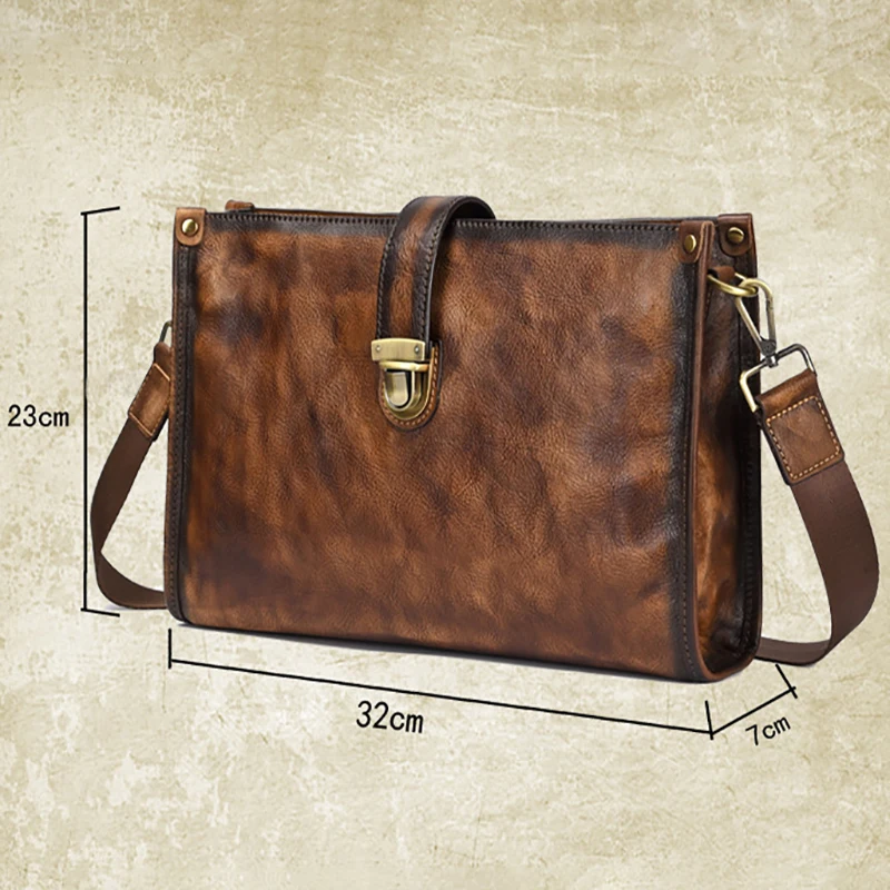 Мужская кожаная сумка почтальон AETOO в европейском и американском стиле из