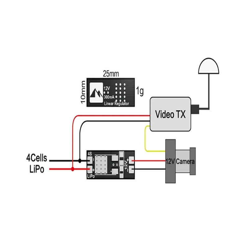 Matek 4S Lipo до 12 В линейный регулятор напряжения регулировать модуль для FPV камеры
