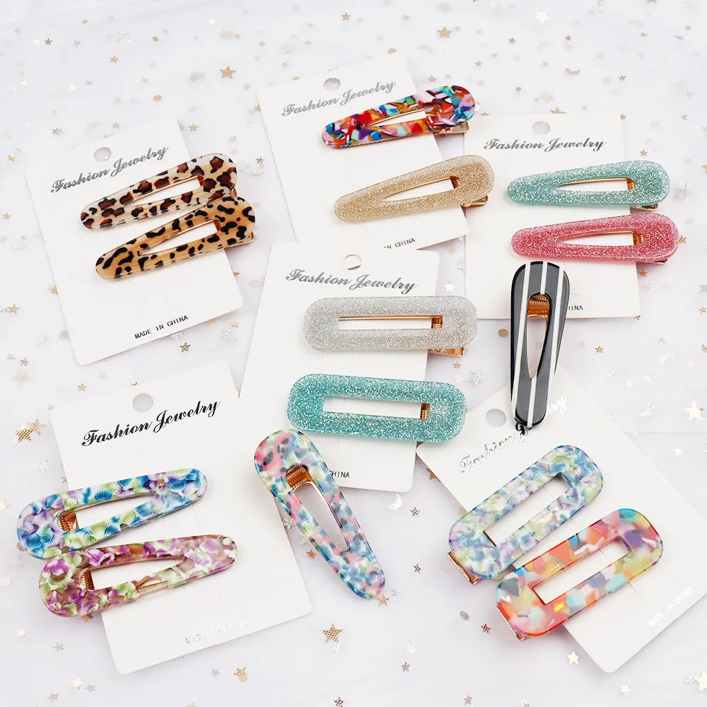 

Oaoleer 1 Pair New Women Girls Acrylic Hollow Waterdrop Rectangle Hair Clips Tin Foil Sequins Hairpin Barrettes Hair Accessories