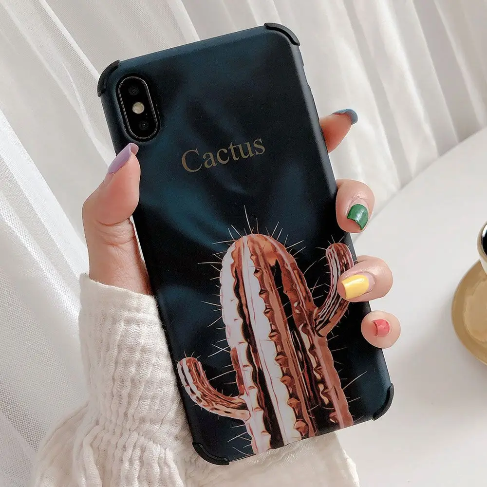 KISSCASE Уникальный Матовый противоударный чехол для iPhone 6 7 8 X XS XR Модный С КАКТУСОМ