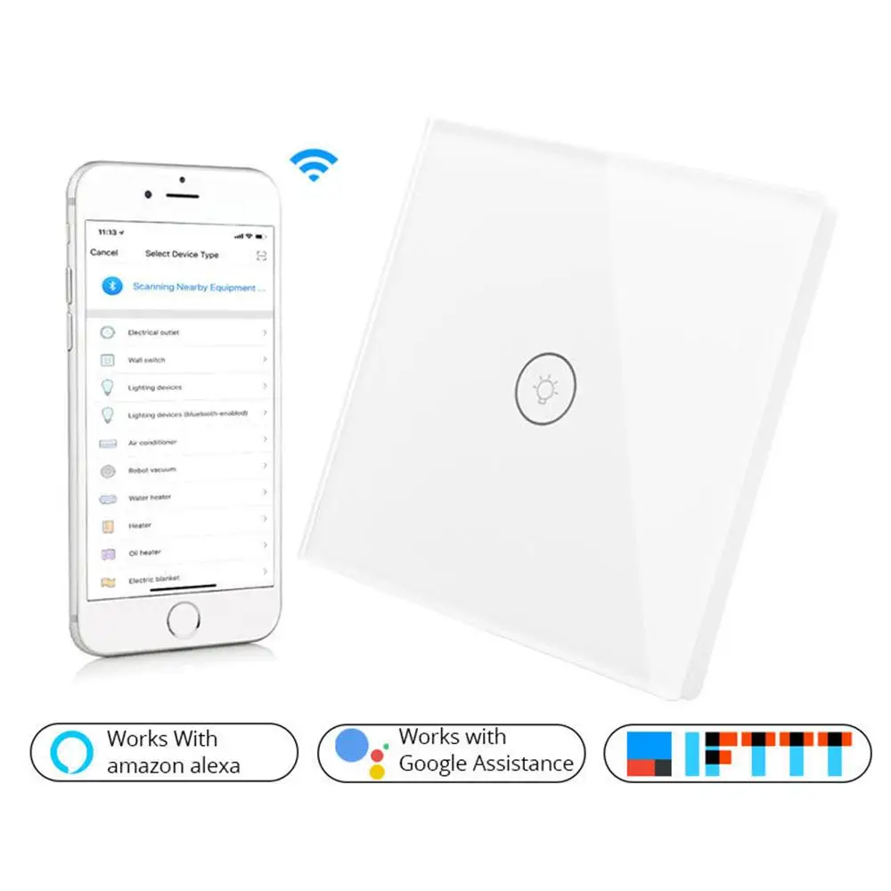 

Timethinker Smart WiFi Switch 1 2 3 Gang UK US EU Wall Touch Light Switch APP Control for Google Home Alexa IFTTT Smart Life APP