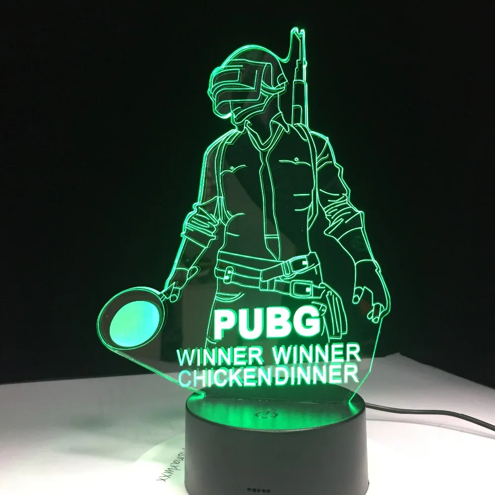 Куриный обед победитель PUBG FPS игровой плеер Unknown's Battlegrounds 3D лампа 7 цветов