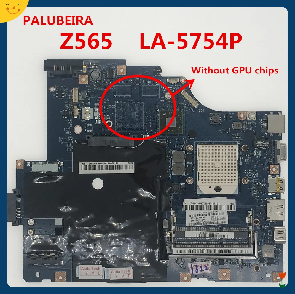 PALUBEIRA LA-5754P материнская плата для ноутбука Lenovo Z565 (без GPU-сторонние микросхемы)