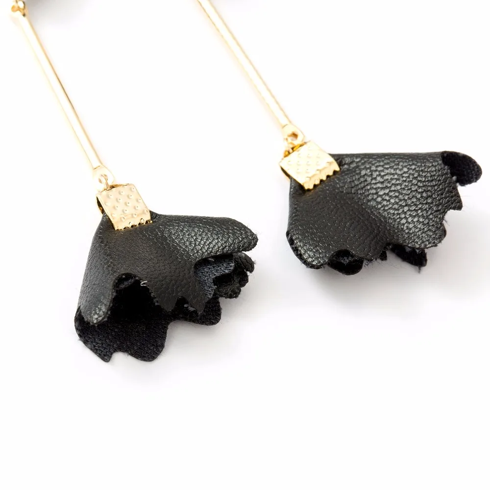 Black Leather Tassel Ear Line Earrings For Women 2017 New Long Statement Brincos Pendientes Oorbellen Orecchini | Украшения и