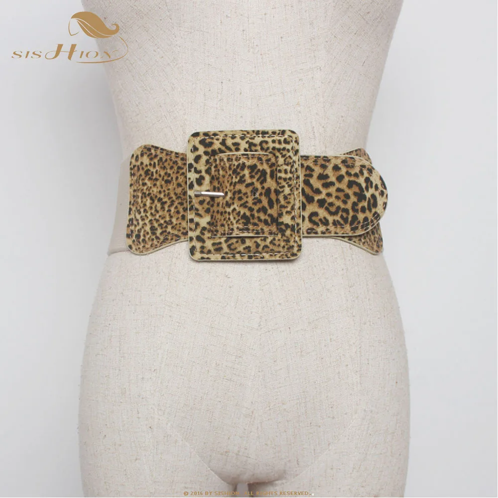 

SISHION Elastic Wide Belt for Women Ladies Dress Stretch Thick Waist Belts VB0048 Waistband Suede Leopard Belt