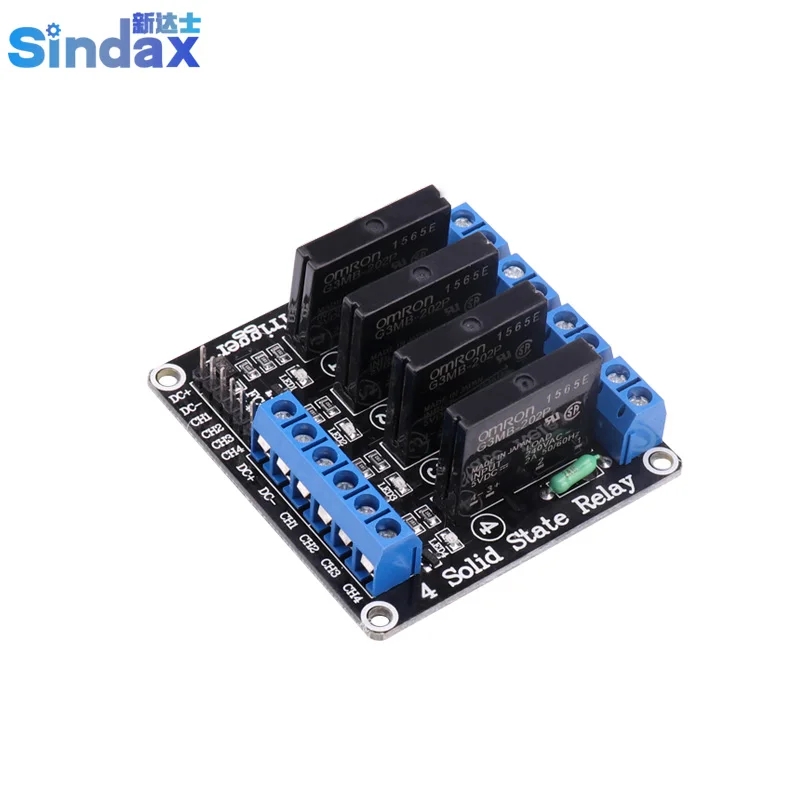 Sindax, 5 В, 4 канала, OMRON SSR G3MB-202P, Твердотельный релейный модуль для Arduino z3, 1 шт.